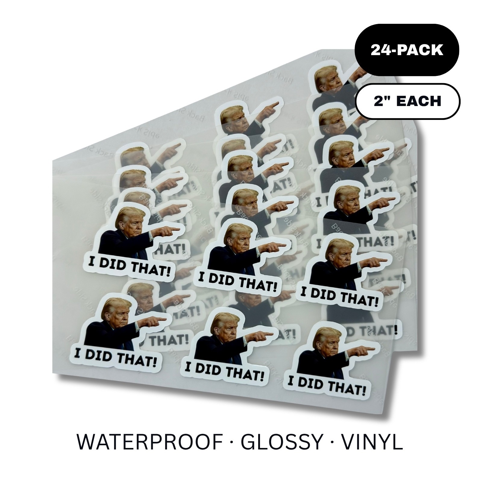 Trump I DID THAT! Gas Pump Stickers 12 pcs Political Decals Car Die Cut 2"