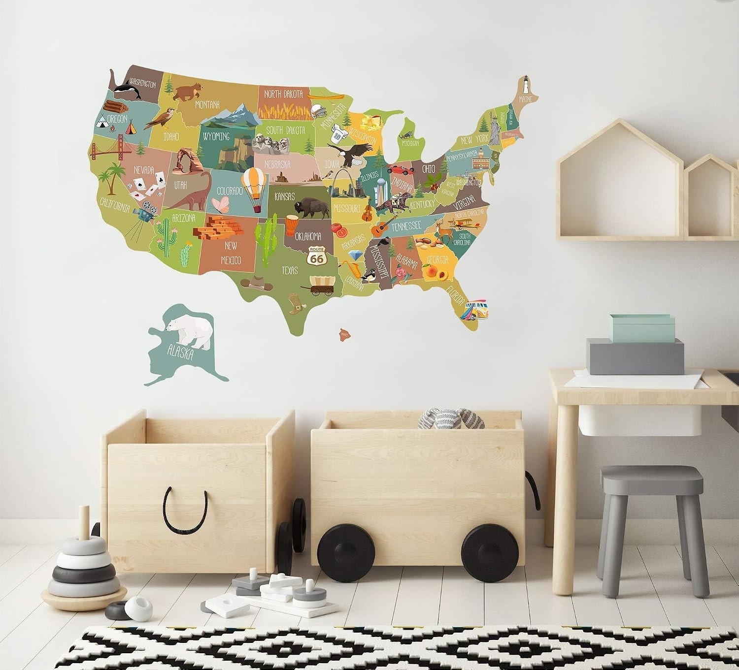 Kids Wall Decal Map Wall Decal Wall Sticker Peel Stick Decals