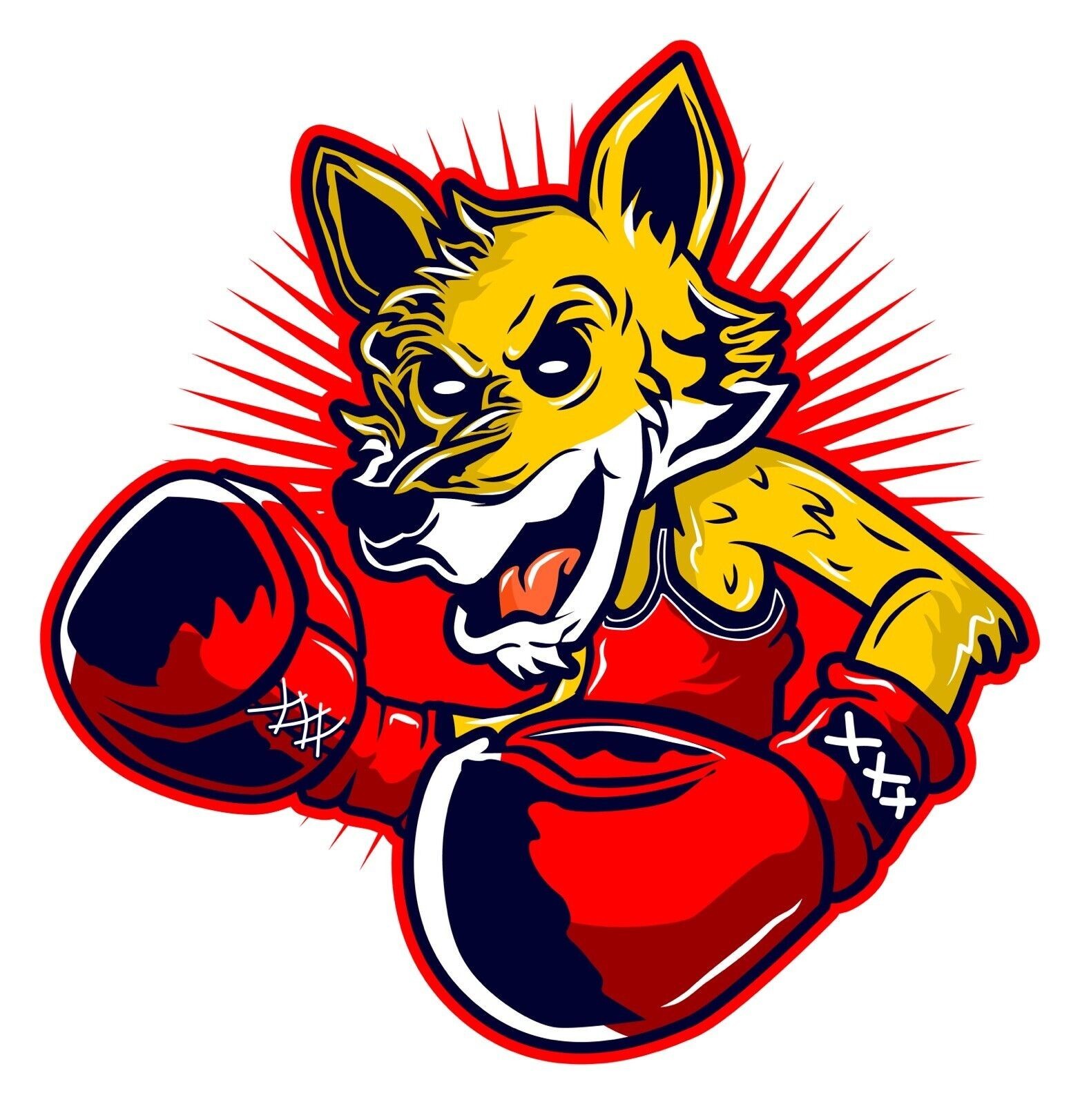 Fox Boxing Boxer Fighter Knock Out Sticker Label Card Craft Scrapbook