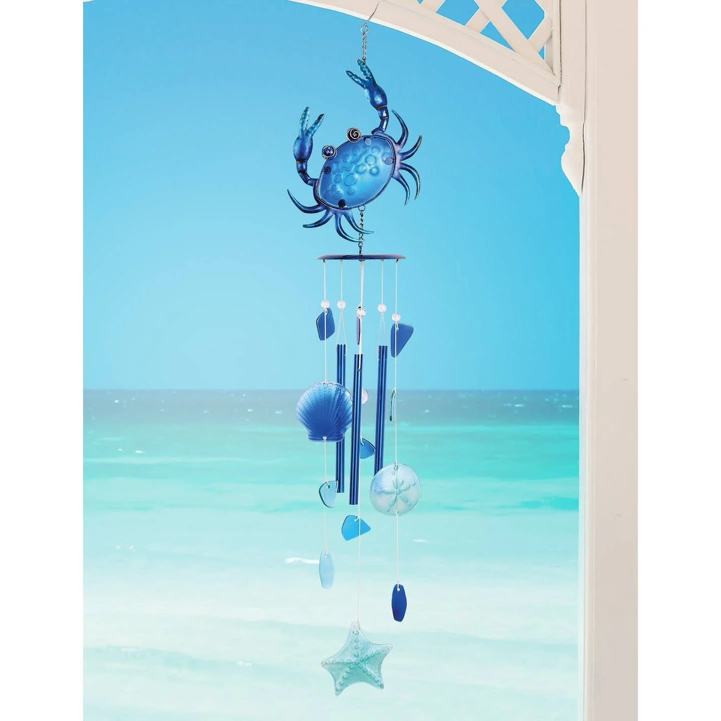 Blue Crab Wind Chime Sunset Vista Designs Medium Nautical Garden Decor 38 inche