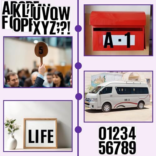18 Sheets Large Letter Numbers Stickers, 4 Inch Waterproof Mailbox Numbers