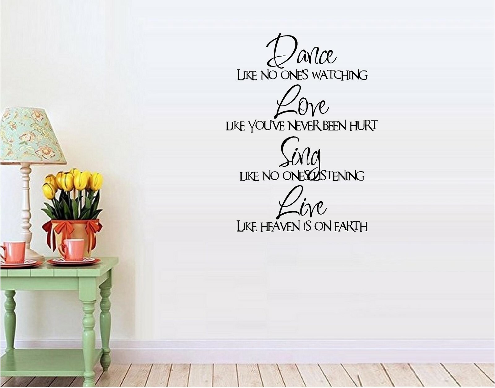 Dance, Love, Sing, Live Italic Vinyl Decal Home Décor 9" x 12"