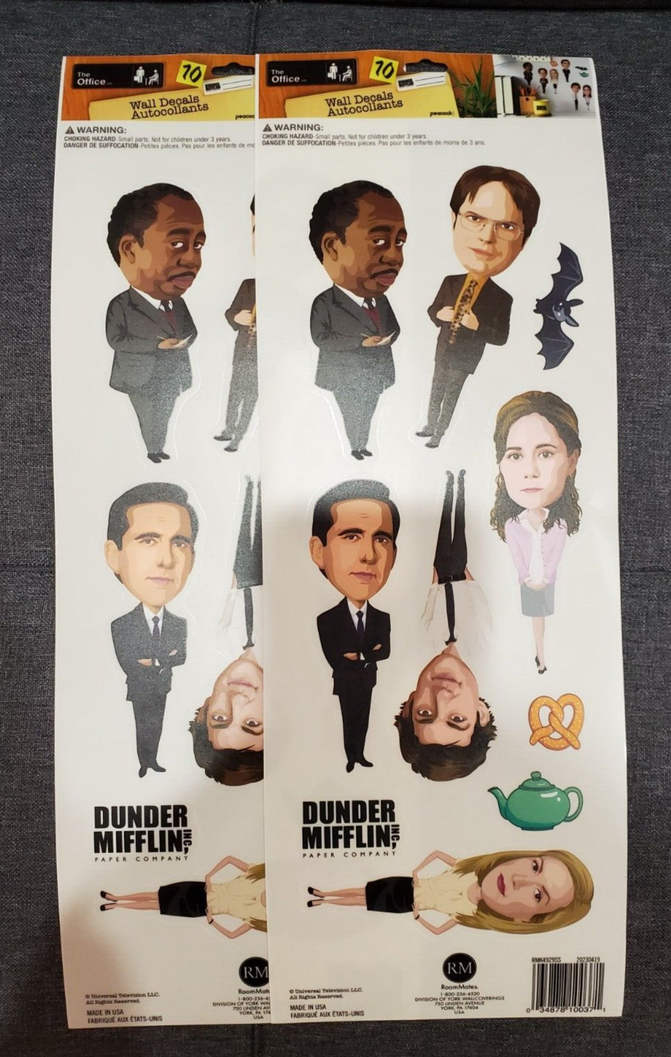 lot (2 sets) Wall Decals The Office Removable Stickers Dunder Mifflin 18×6"