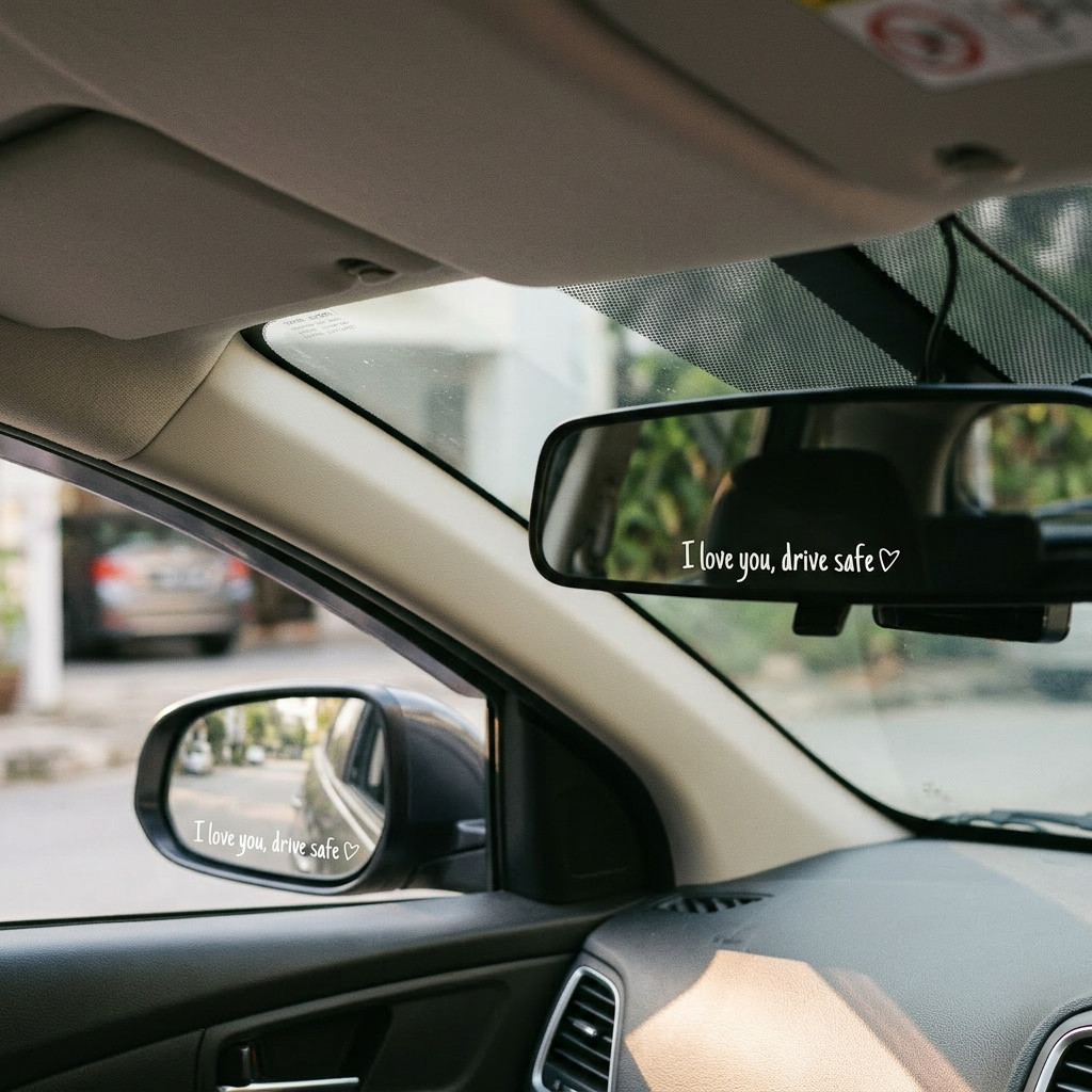 Drive Safe I Love You Vinyl Sticker Decal for Car Mirror Window 3 Pieces Set
