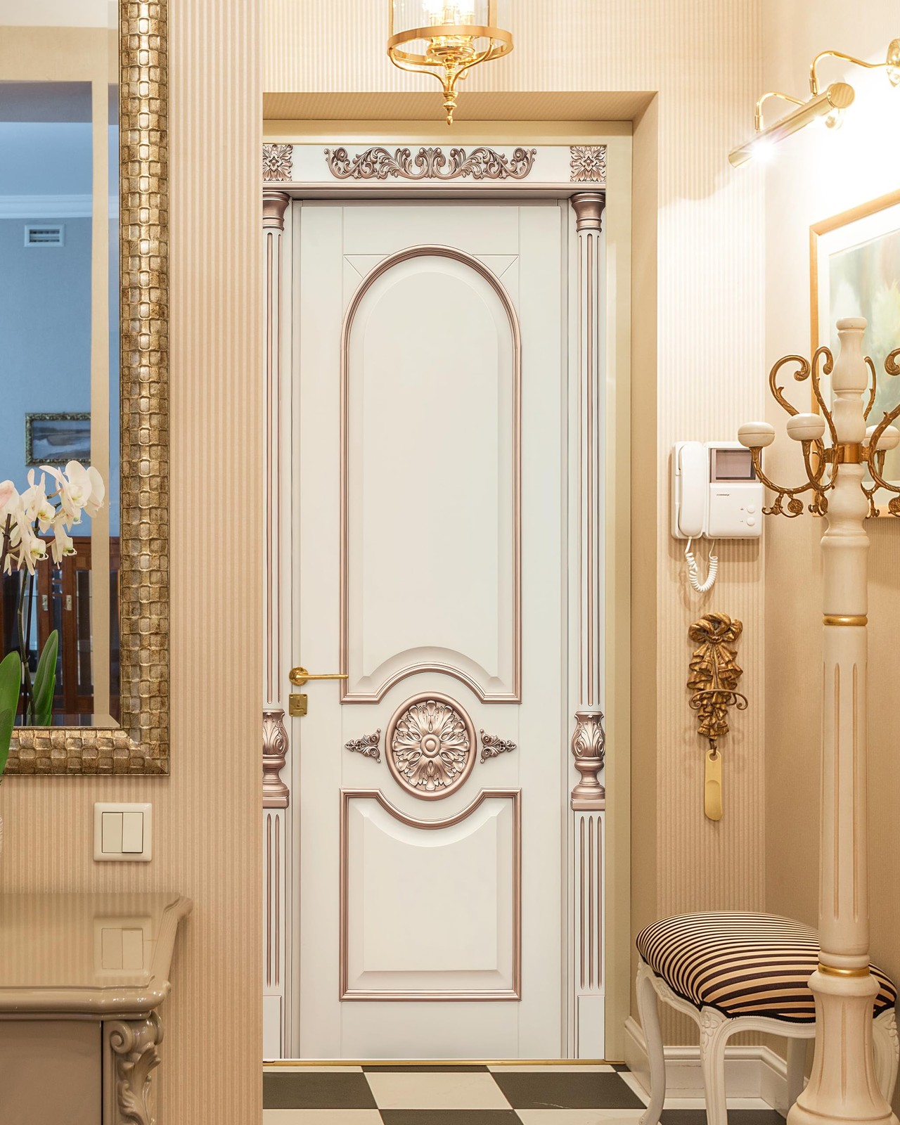 FLFK Door Wallpaper Sticker – Beige Vintage Door,Peel and 30" x 80", Mt5423