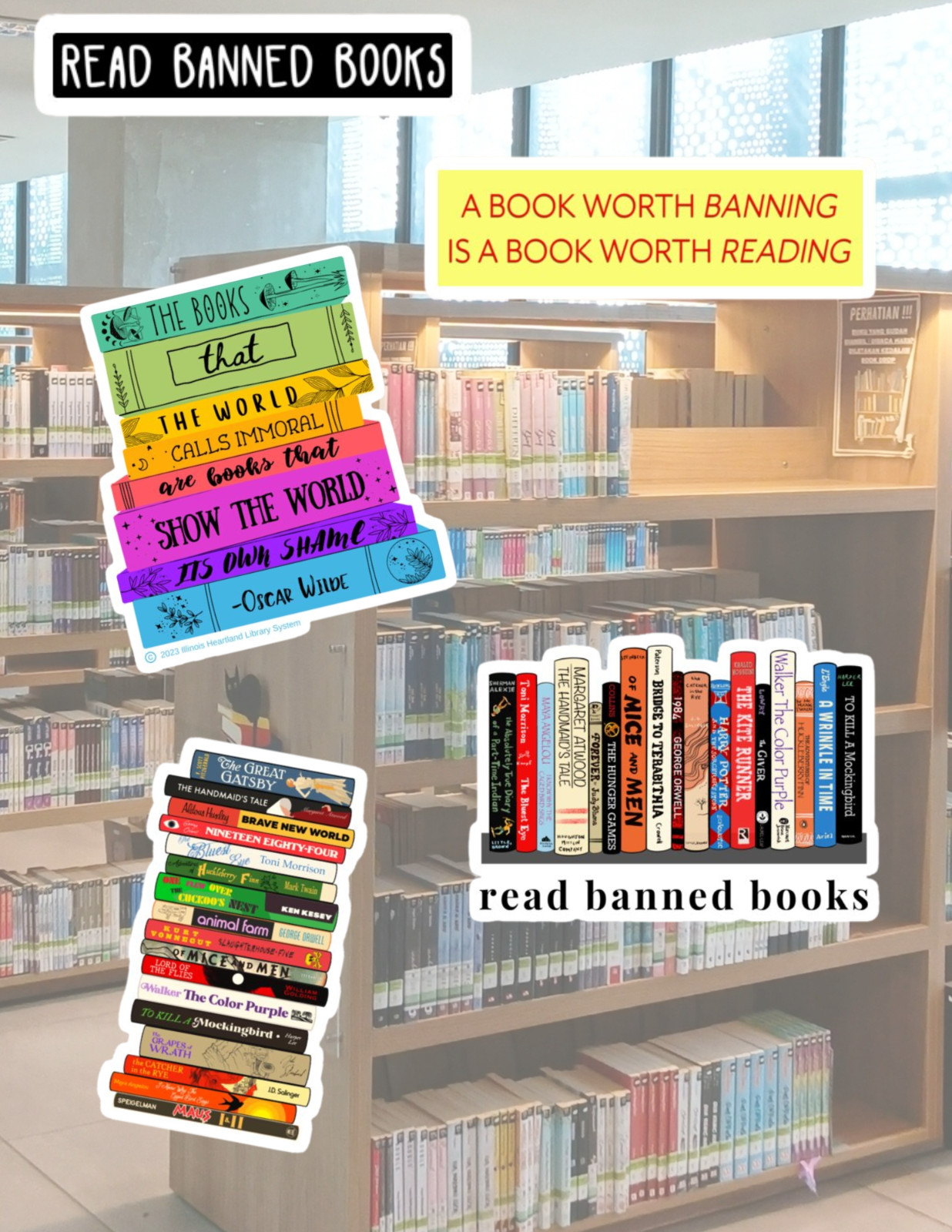 Read Banned Books 4pc Sticker Pack
