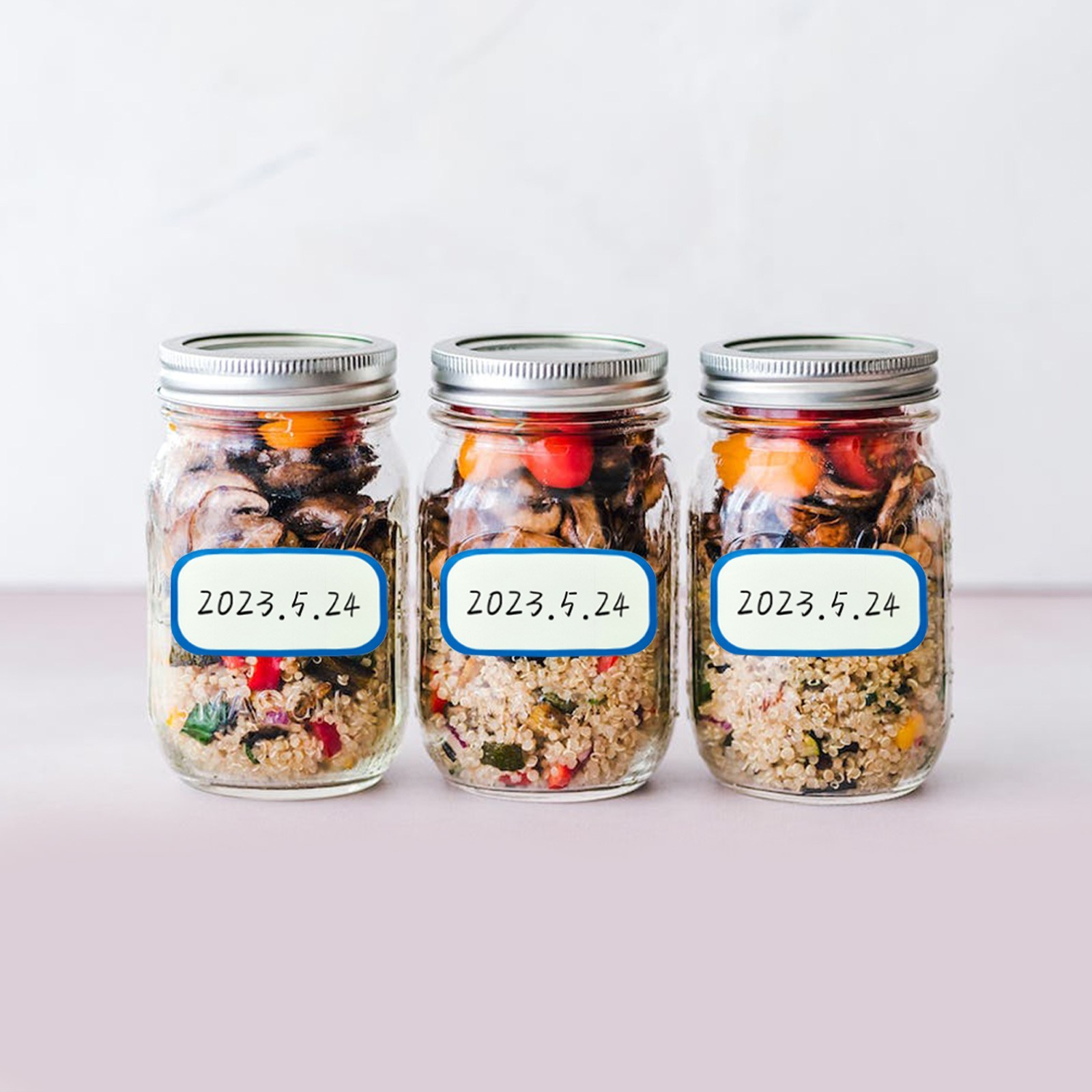 300 Piece Food Storage Labels for Freezer Refrigerator 2 5x5cm Blue and White