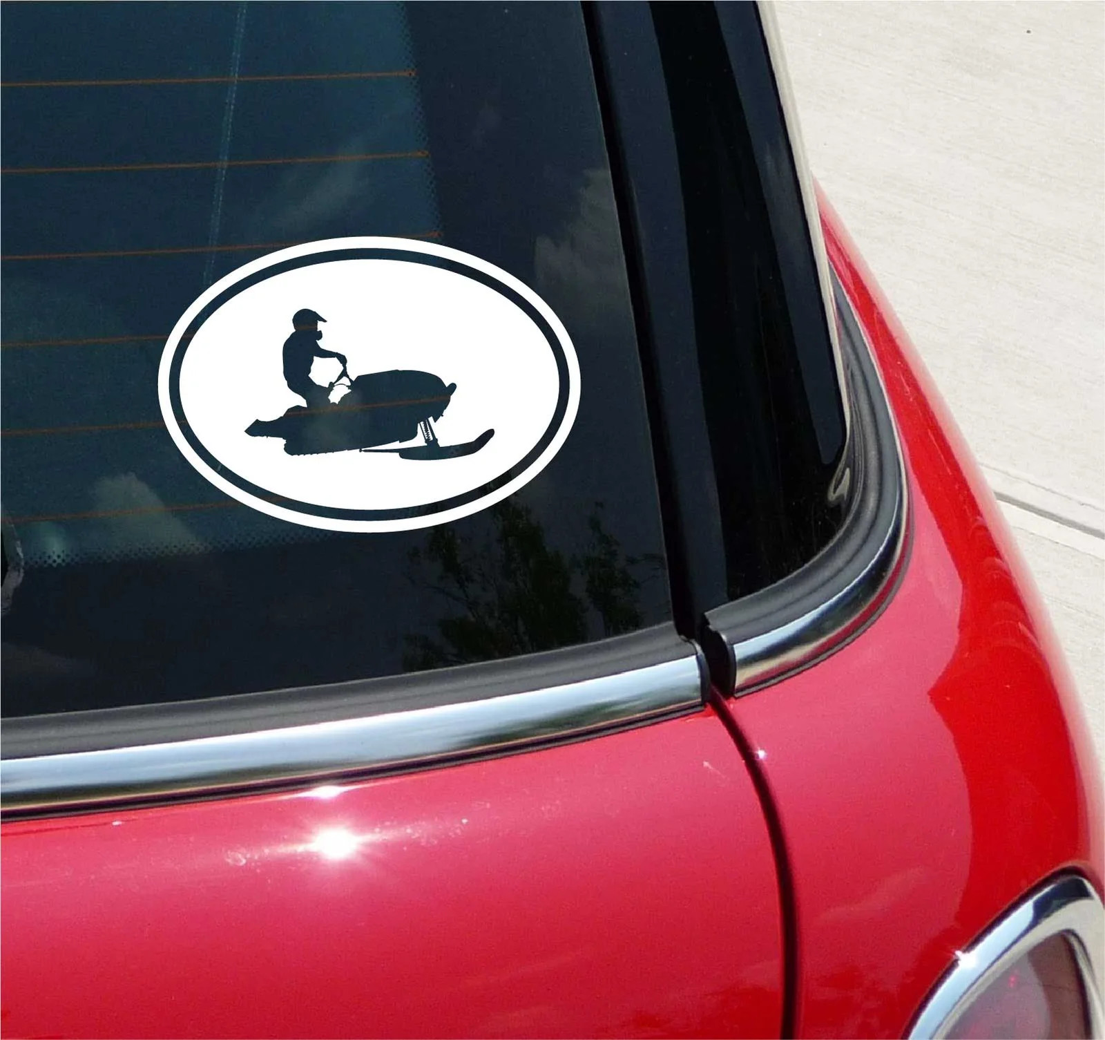 Euro Snowmobile Snowmobiling Graphic Decal Sticker Car Wall Oval NOT Two Colors