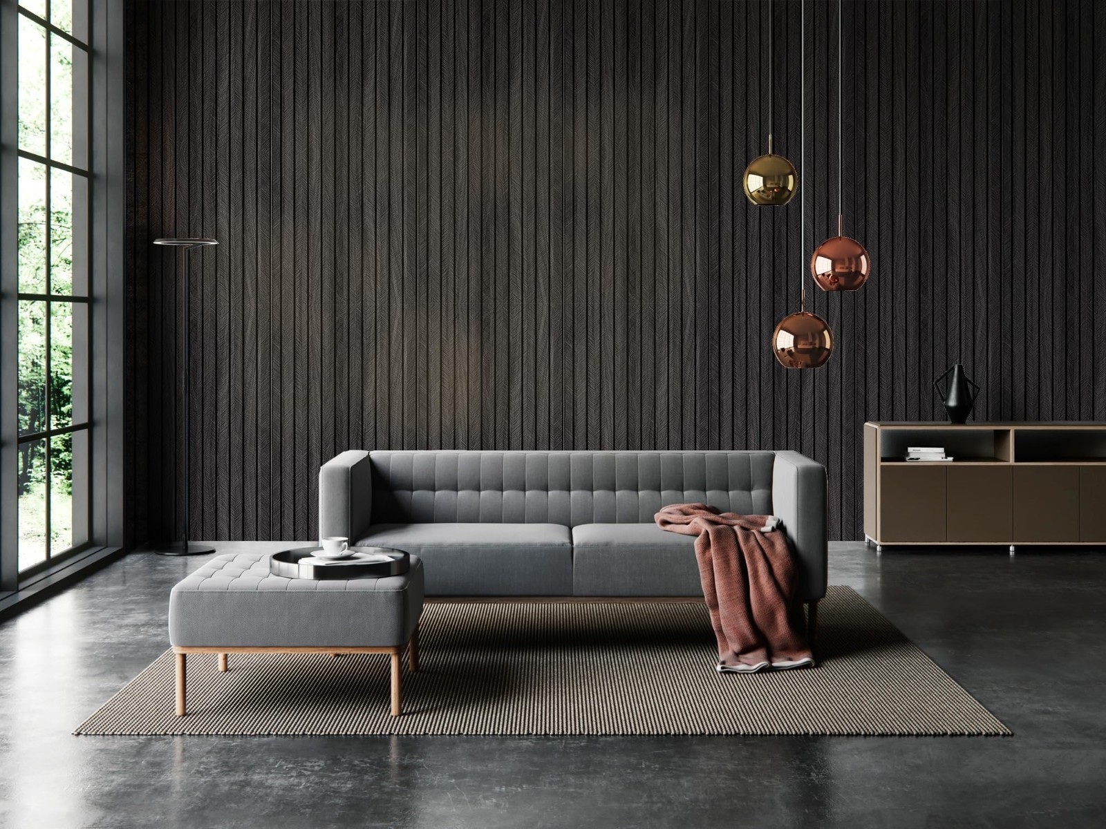 Self-Adhesive PVC Slat Wall Panels – Peel & Stick Faux Black Oak Wood 3D Decor