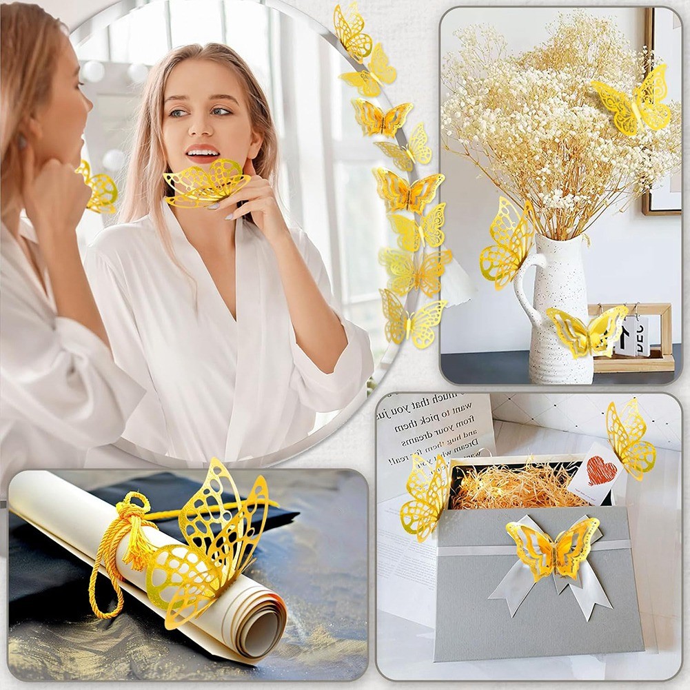 96 Pieces 3D Metallic Shaped Wall Decorations p1542