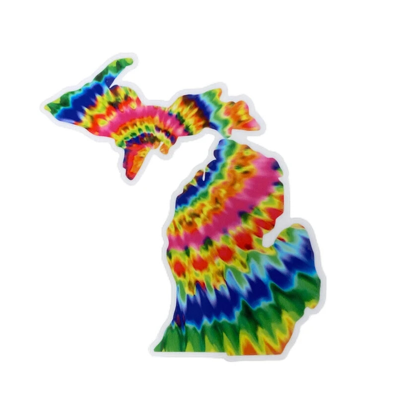Michigan Rainbow Tie Dye Decal- Michigan Rainbow- Rainbow Tie Dye- Rainbow Decal