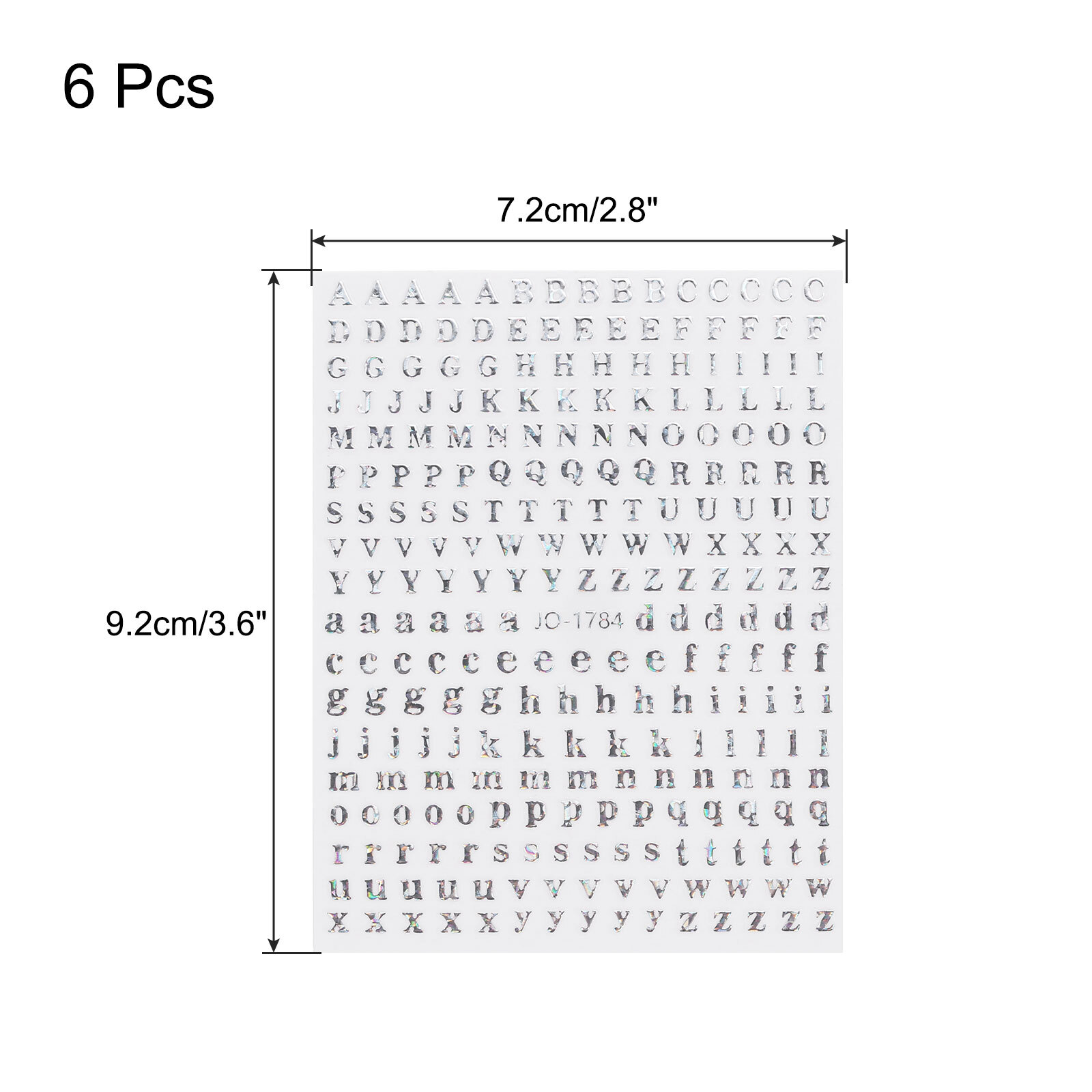 6 Sheets Letter Nail Stickers Self-Adhesive Alphabet Nail Stickers DIY Silver