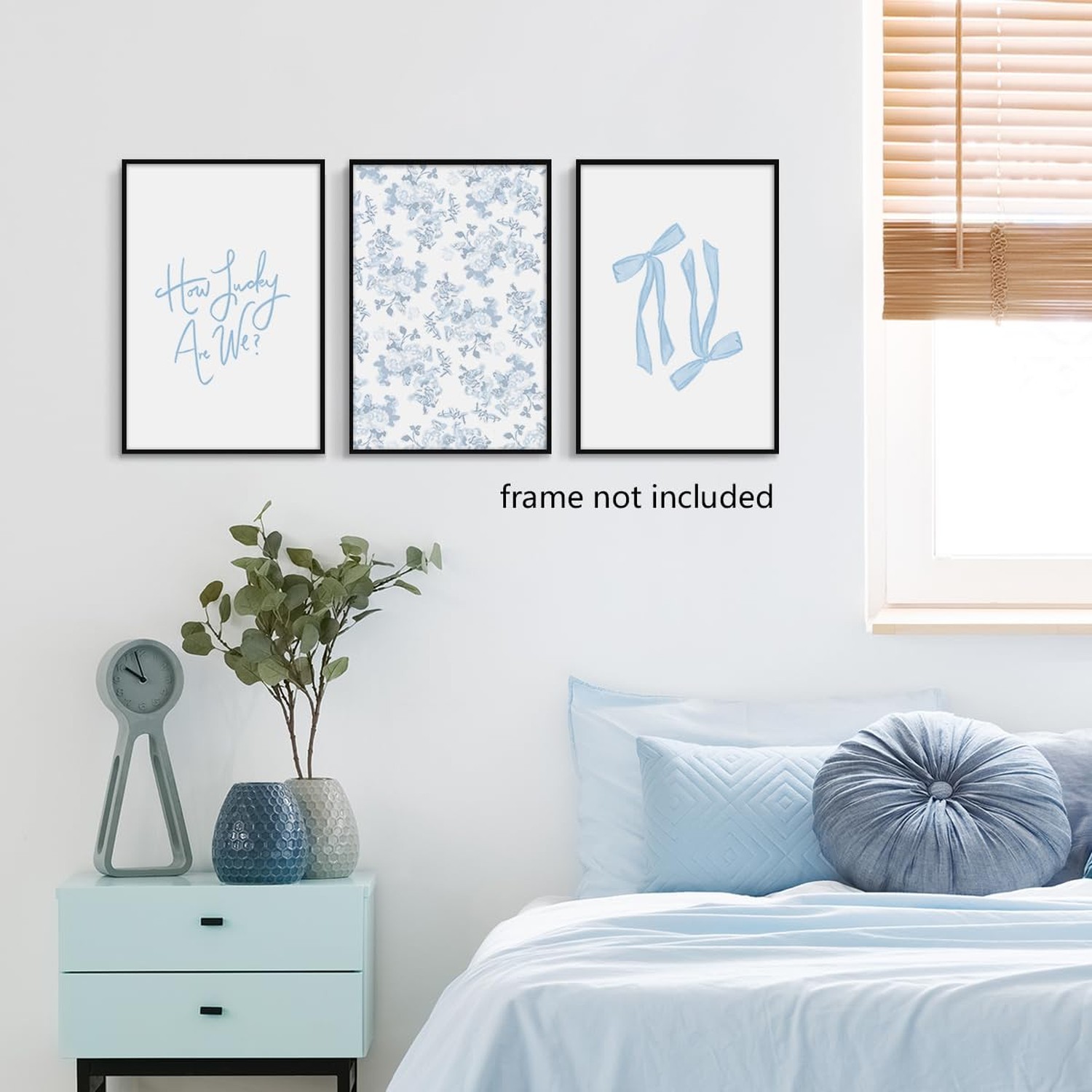 Nanxiwofee How Lucky Are We Art Canvas, Set of 3 Light Blue Aesthetic Posters…