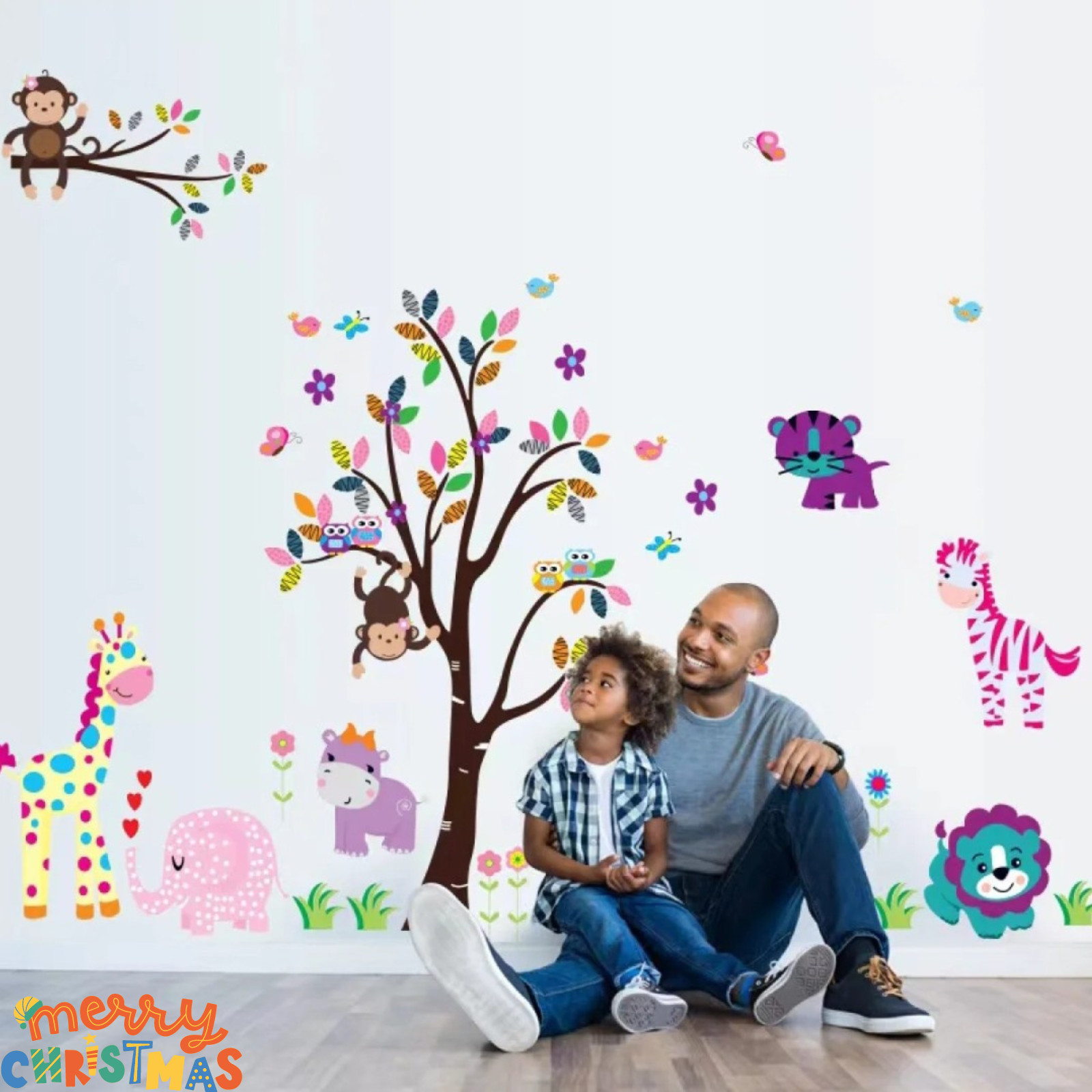Multi Color Animals Giraffe Animals Theme Wall Art Decal Sticker Decoration for