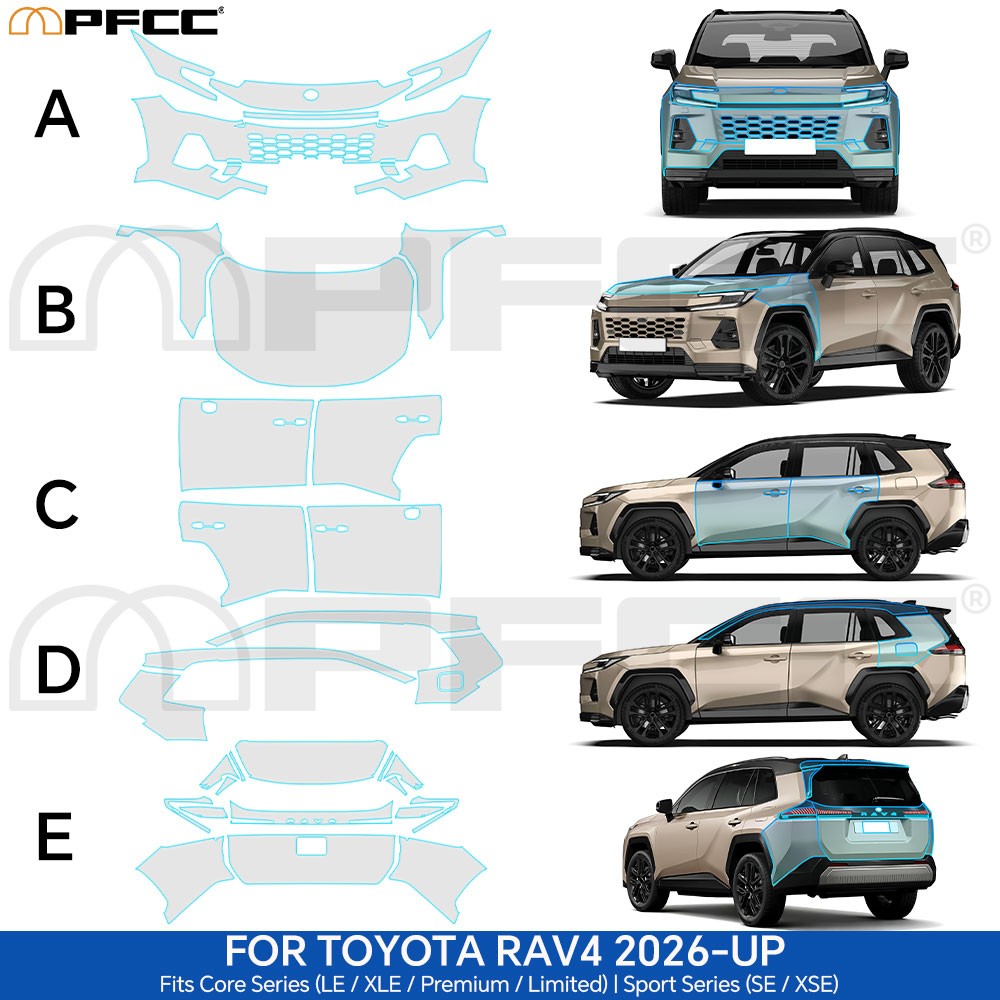 Full Car For Toyota Rav4 2026 Precut Paint Protection Film Clear Gloss PPF TPU
