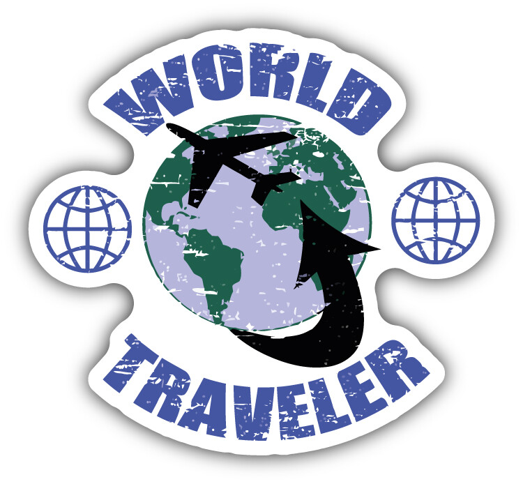 World Traveller Plain Post Car Bumper Sticker Decal