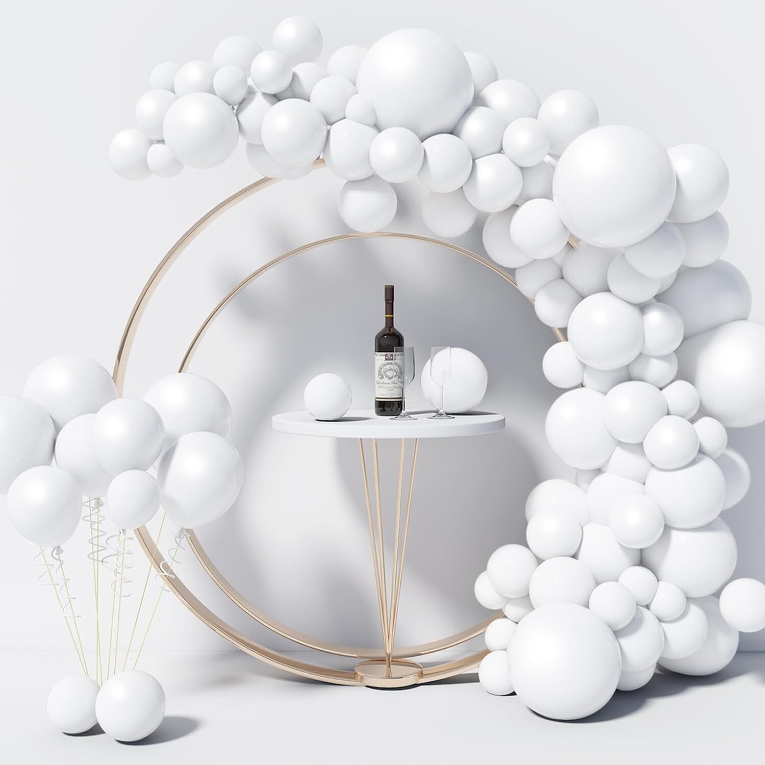 130PCS White Balloons Different Sizes 18" 12" 10" 5" Balloon Garland Arch Kit Pe