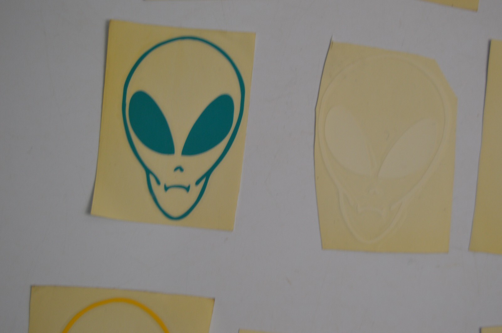 12 Vintage Alien Vinyl Decal Stickers Lot 1990's Space Carnival Collectibles
