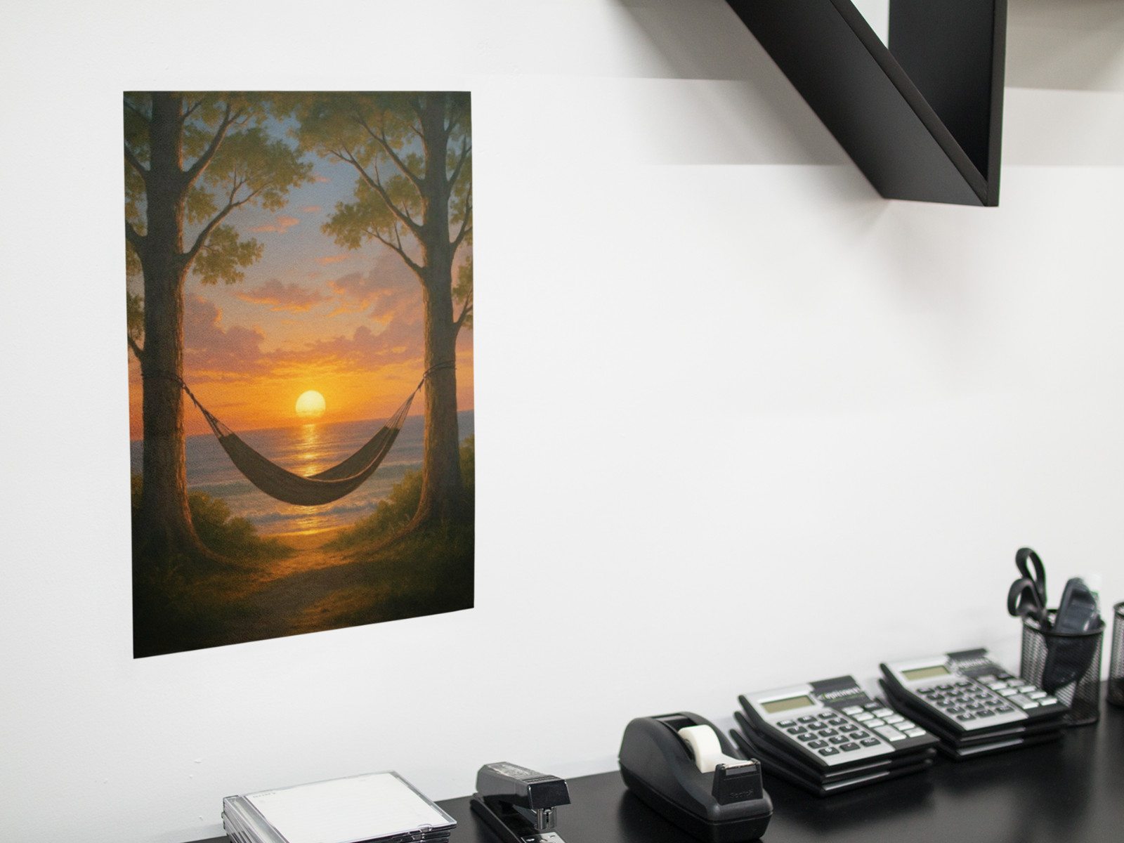 OCEAN Hammock Sunset View Wall Graphic Vinyl Decal Poster (Removable Adhesive)