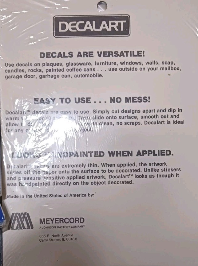 Vintage MEYERCORD 1981 decal. Never opened craft 9 by 6 1/2 flower vase