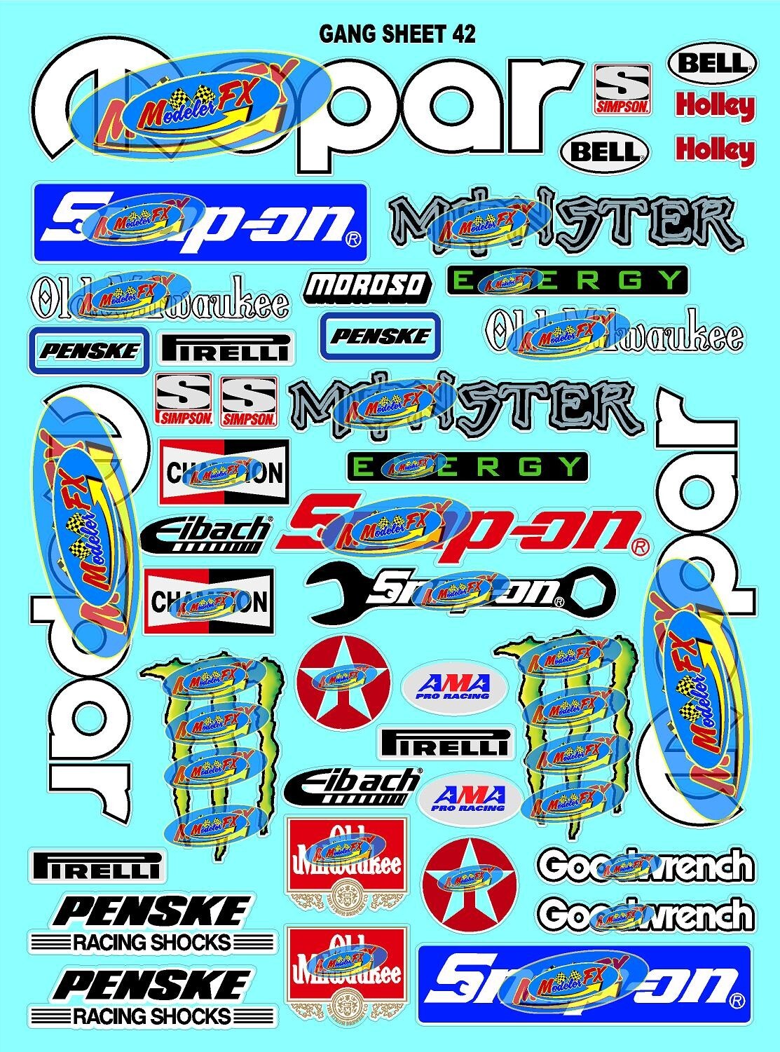 WHITE Vinyl Sticker Sheet 42-R/C MODEL Decal fits 1/10-1/16 Scale MOPARSRACING