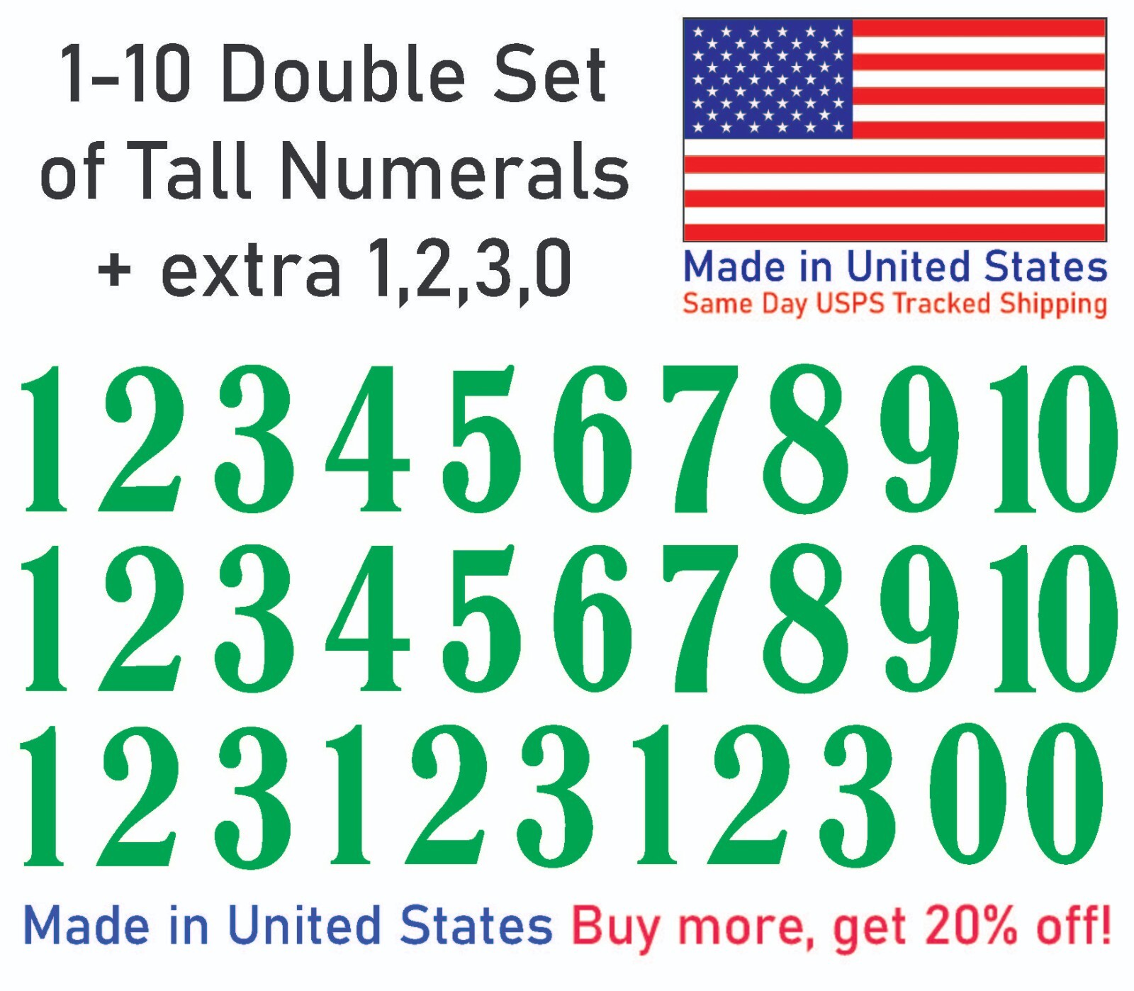 1-10 School Book Outdoor Vinyl Decal Numbers for Mailbox, Door, Address, Locker