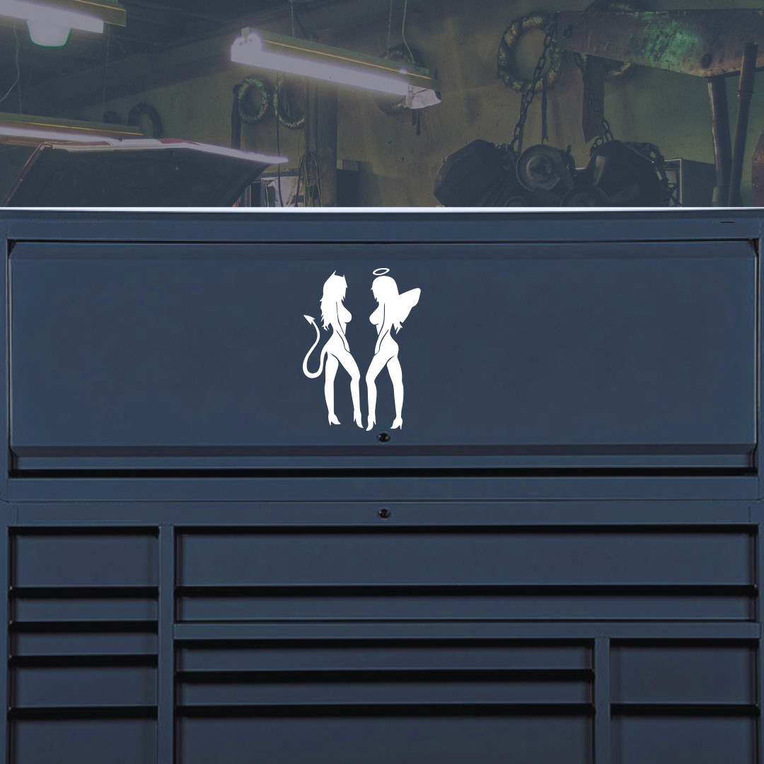 Sexy Devil Angel Girl Vinyl Decal – Mirrors, Laptops, Toolboxes, Mudflaps Window