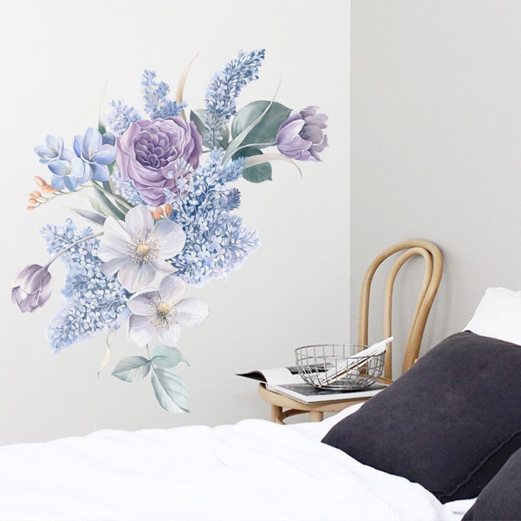 Removable Floral Wall Stickers Waterproof Vinyl Art Flower PVC Decals Home Decor