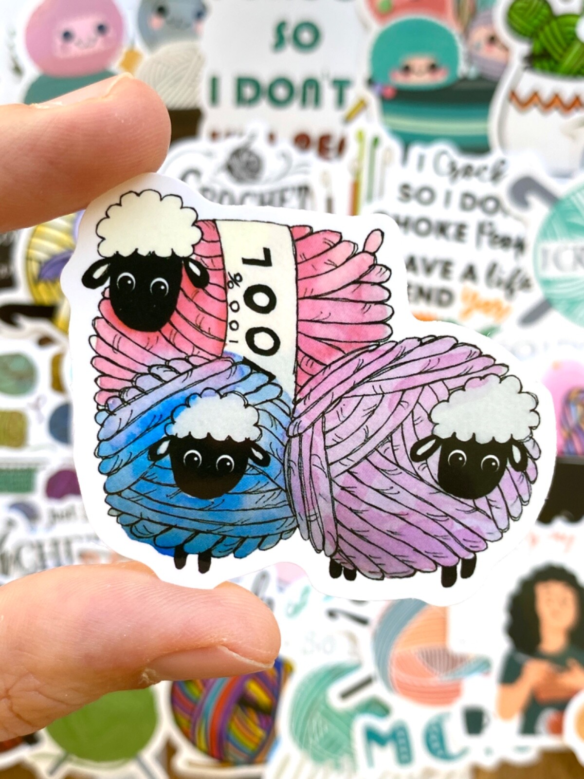 5-100 pcs Crochet Knitting Stickers, Aesthetic Stitch Pattern Car Laptop Decals