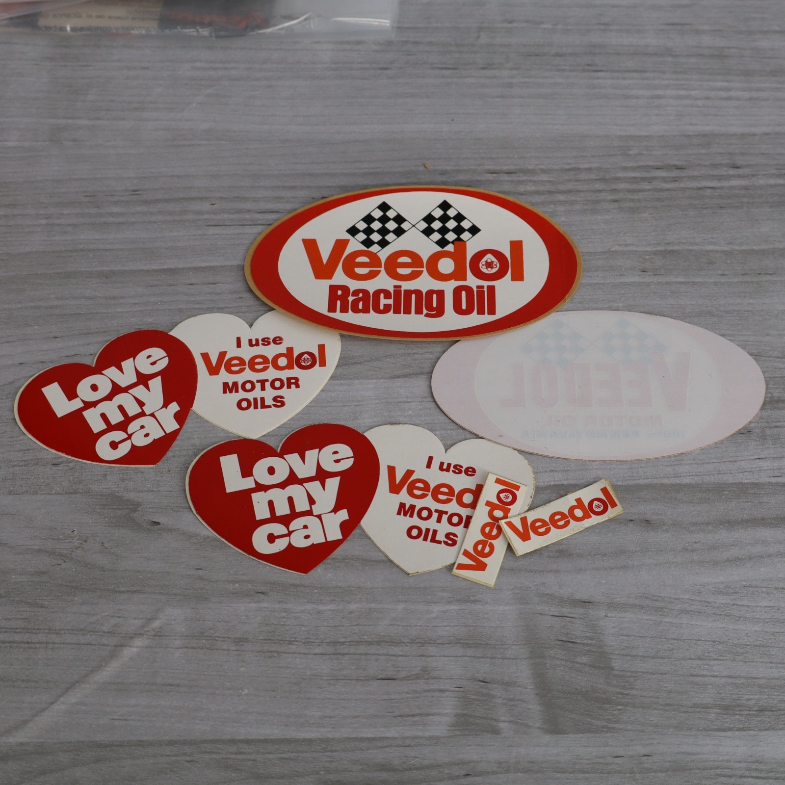 Vintage VEEDOL MOTOR RACING OIL DECAL 8 Stickers / Car Window Bumper Truck #663