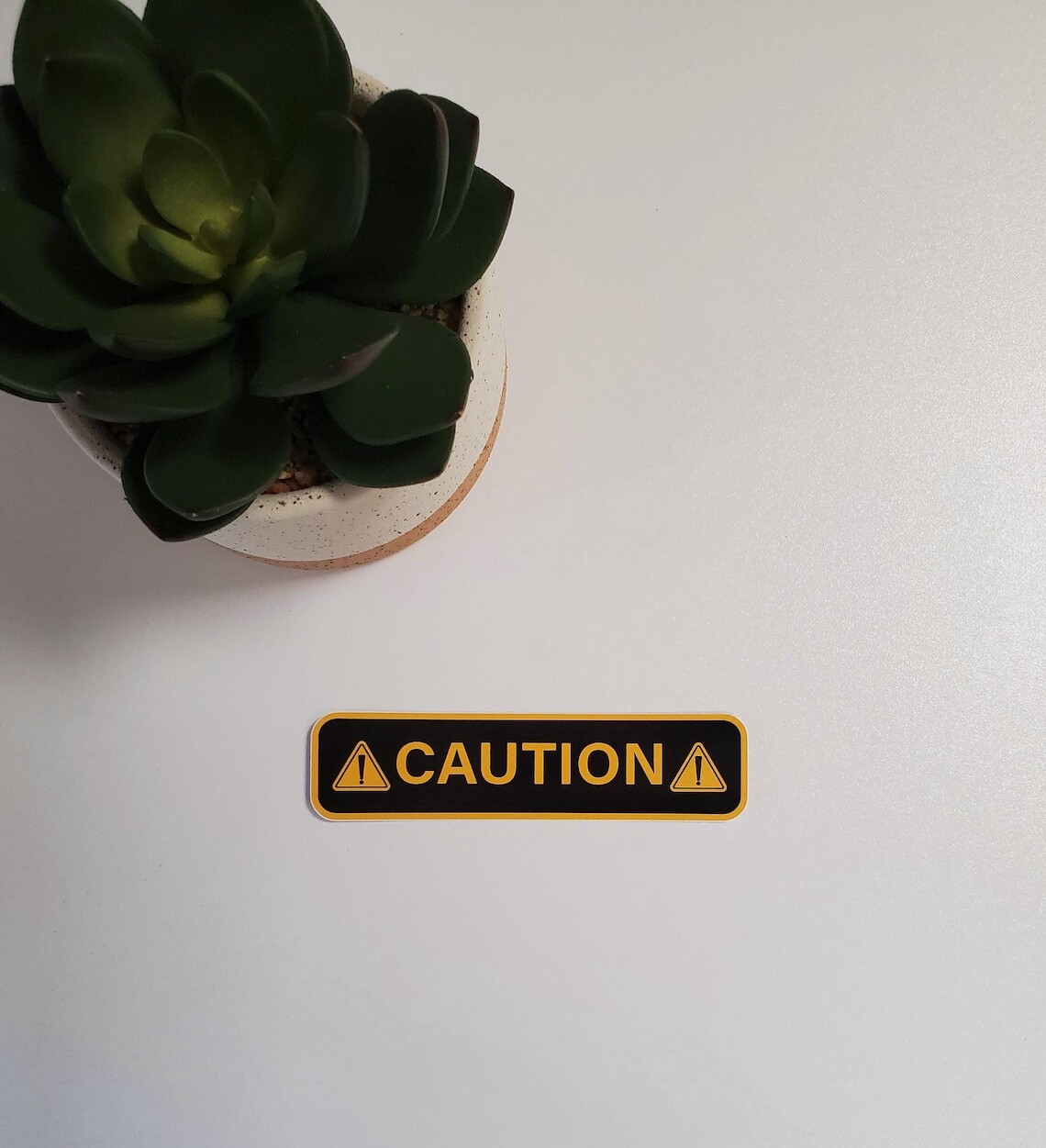 Caution Vinyl Sticker | Die Cut, Glossy, Vinyl | Warning Stickers | Style B