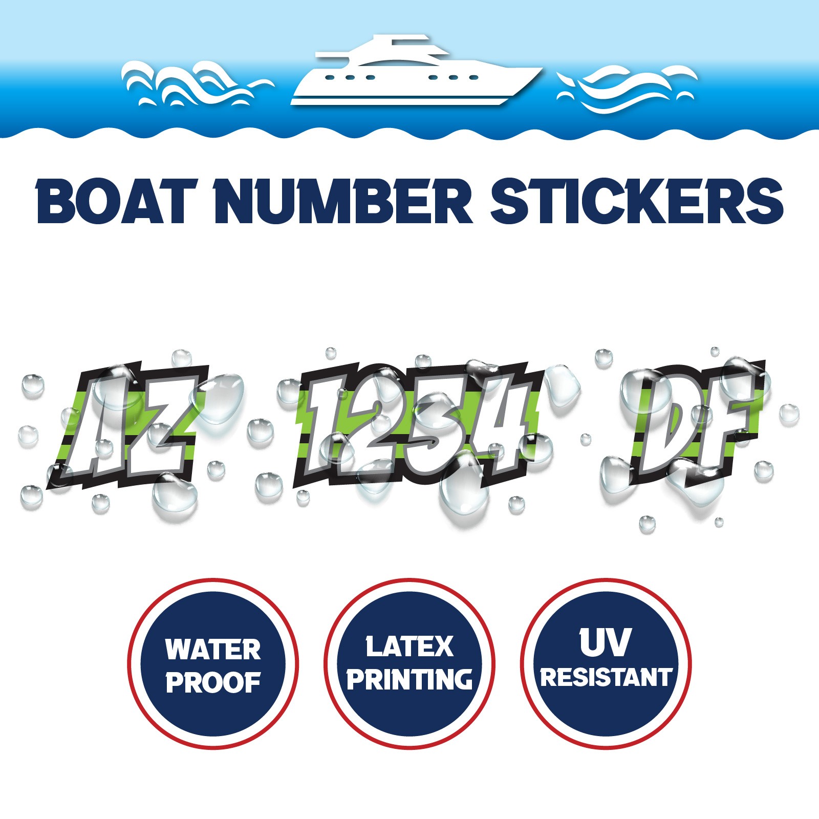 3 inch 2x Watercraft Number Custom Boat Registration Stickers3 inch Plain