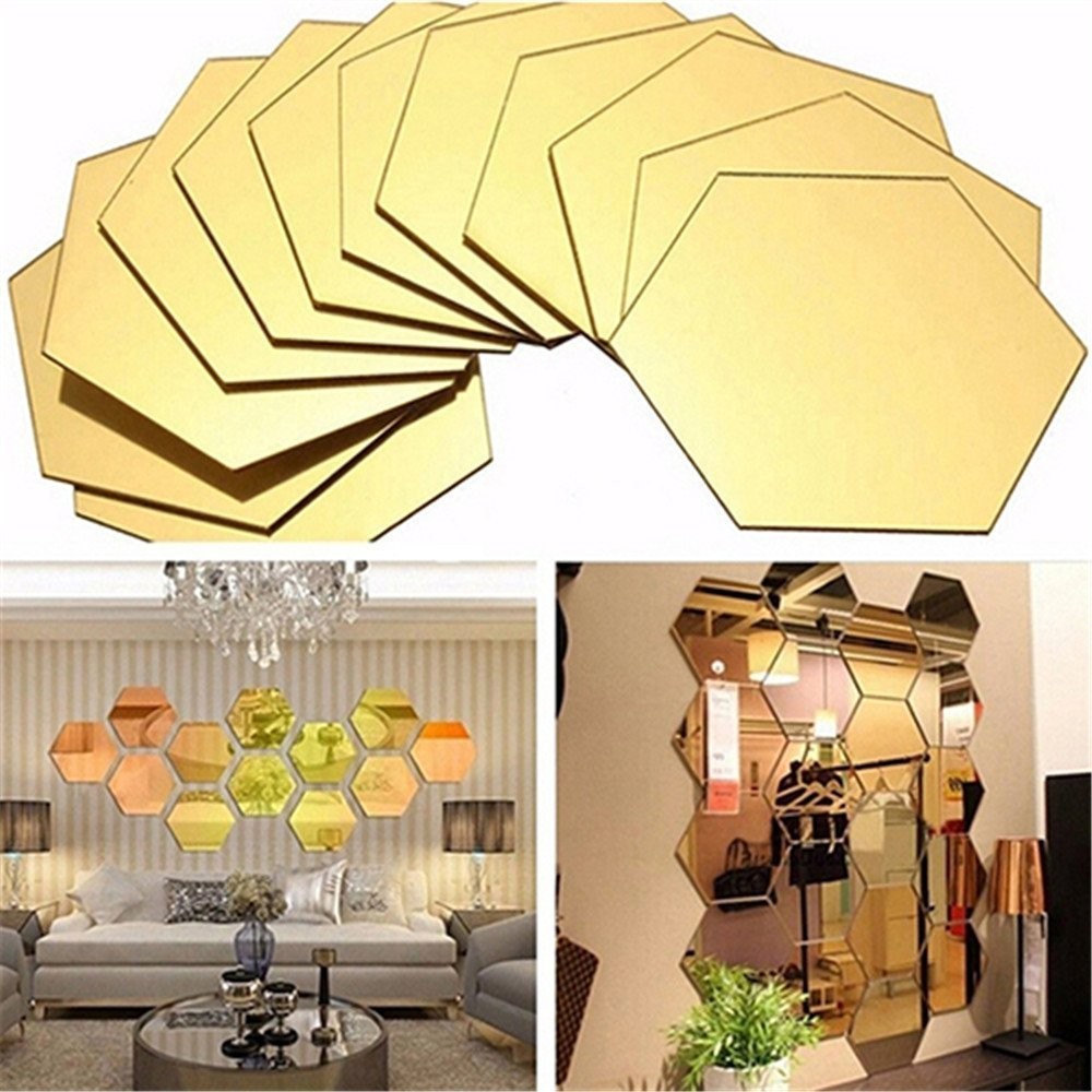 Mirror Wall Stickers – 12PCS Hexagon Art DIY Decorative Acrylic Sheet Plastic…