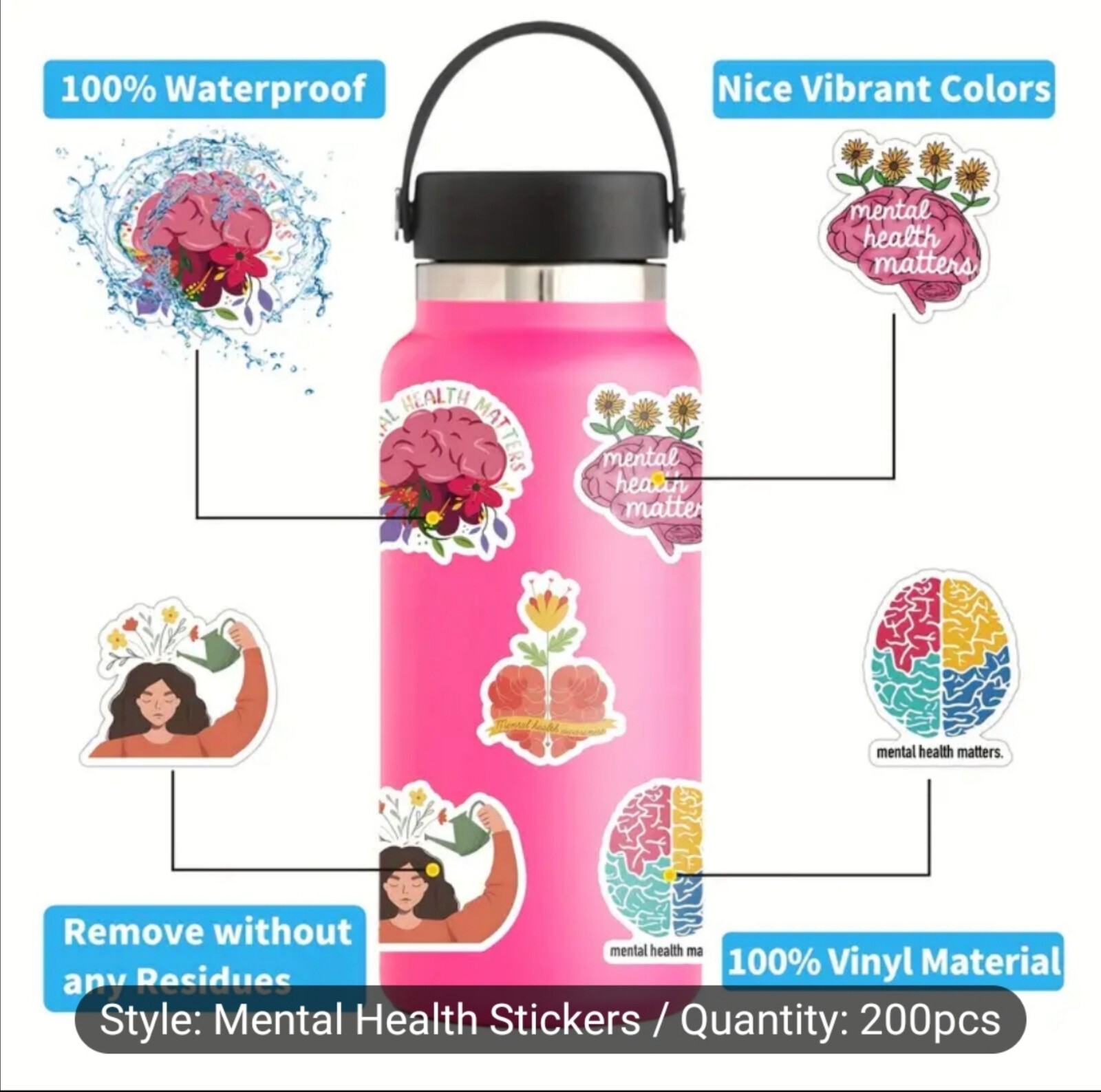 20 PCS Mental Health Inspirational Stickers BRAND NEW