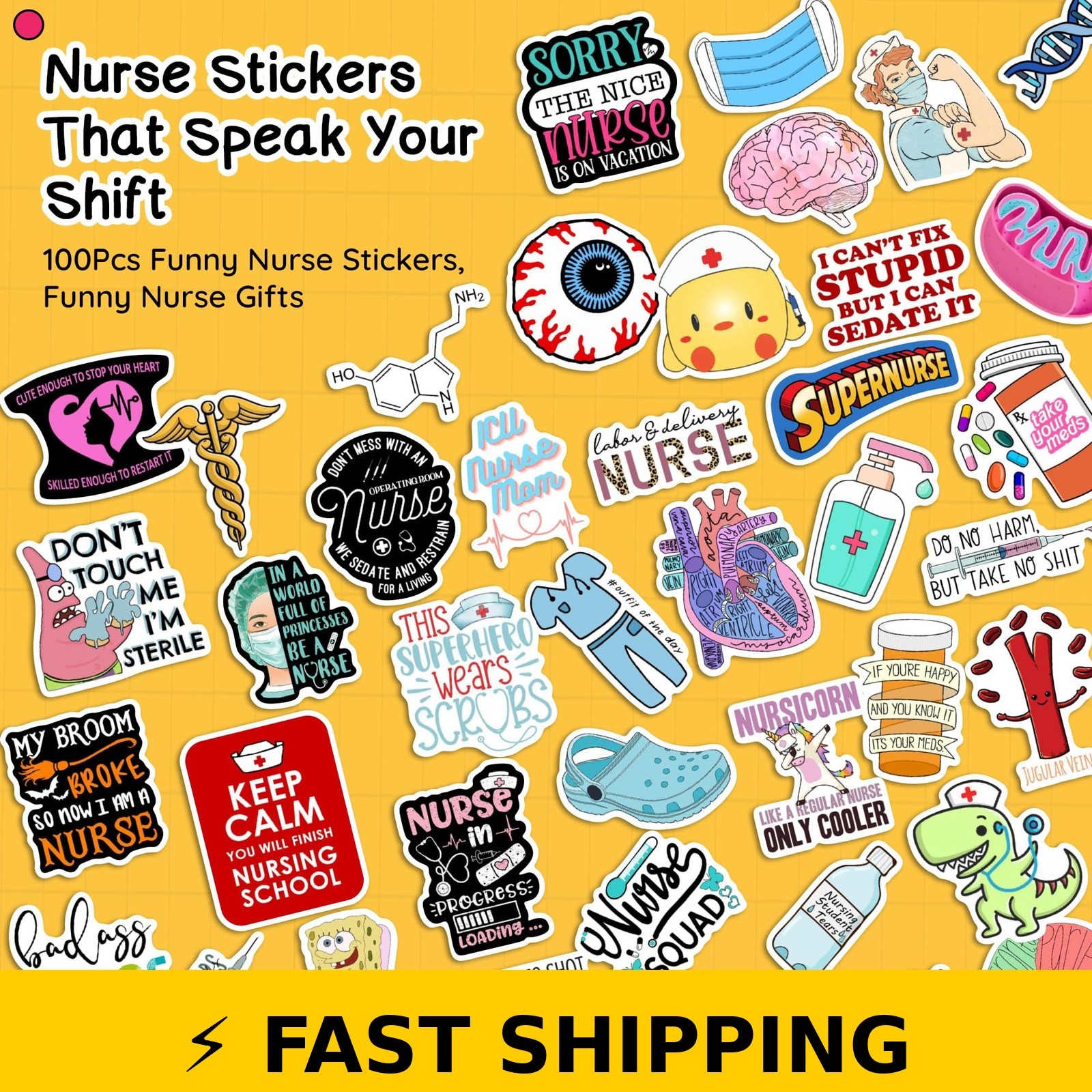 BulbaCraft 100Pcs Funny Nurse Stickers – Medical Decals