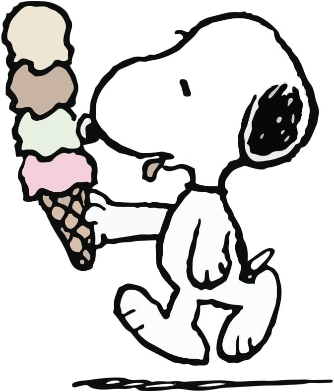 Snoopy with Ice Cream Cone Sticker DecalLaptop Wall Mirror Cup Tumblr Locker Bin