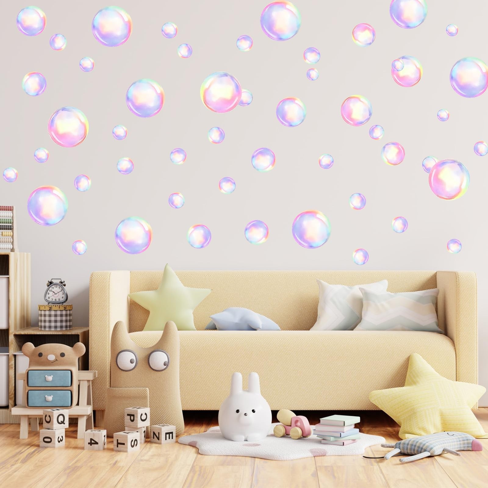 Bubble Window Clings 104 Pcs Colorful Bubbles Wall Decal 4 Sheets Under The S…