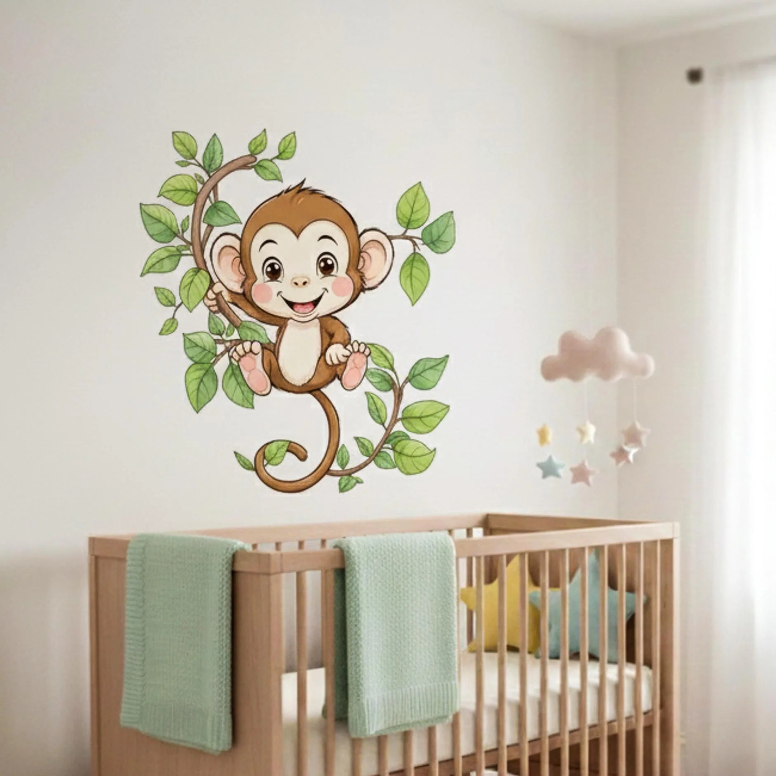 Cute Monkey Wall Decal | Jungle Nursery Decor