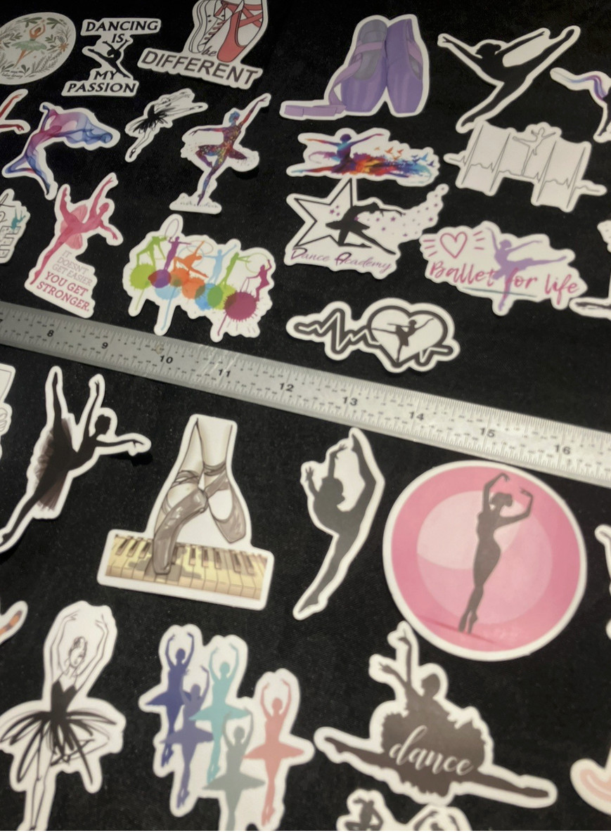 LOT OF 50 PCS BALLET dance lover dancing dancer ballerina Vinyl Sticker flakes