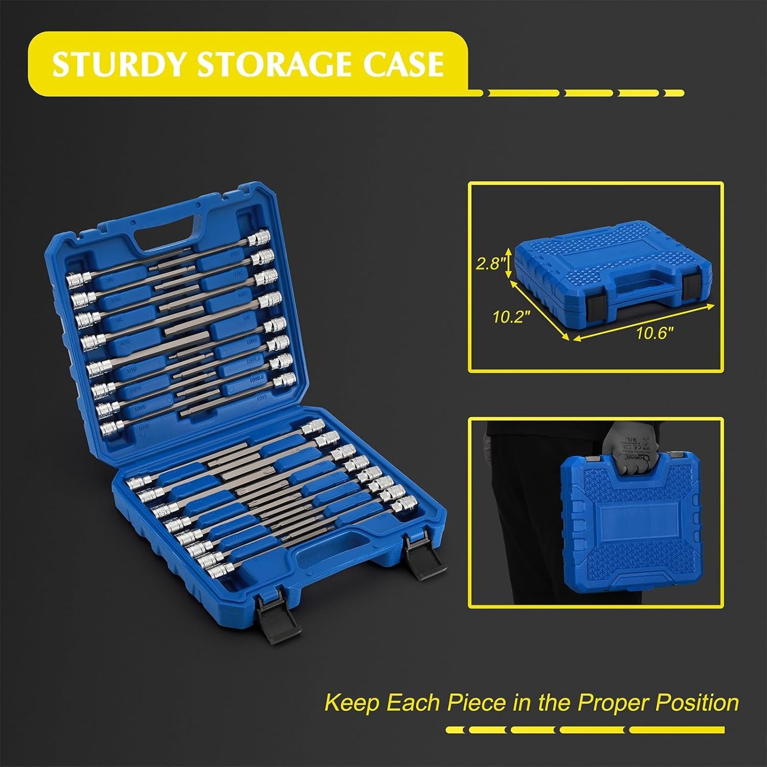 32PCS 3/8"Dr. Extra Long Hex and Torx Bit Socket Set, CR-V, S2…