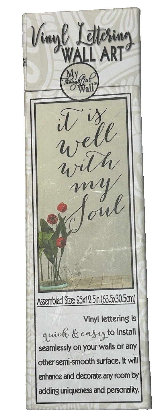 My Thoughtful Wall "It is Well With My Soul" Vinyl Lettering Wall Art 25"x12.5"