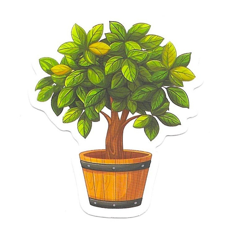 Potted Tree Ficus Plant Vinyl Sticker Die Cut Topiary Journal Scrapbook Cute