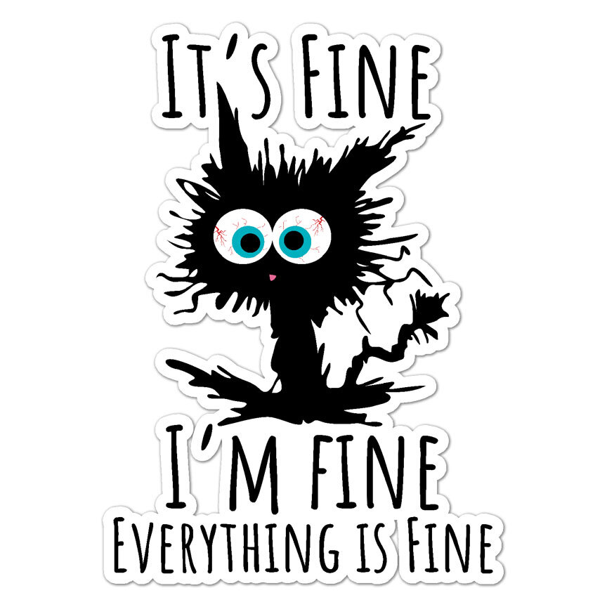 Everything Is Fine, Vinyl Decal Sticker, Indoor Outdoor, 3 Sizes, #9292