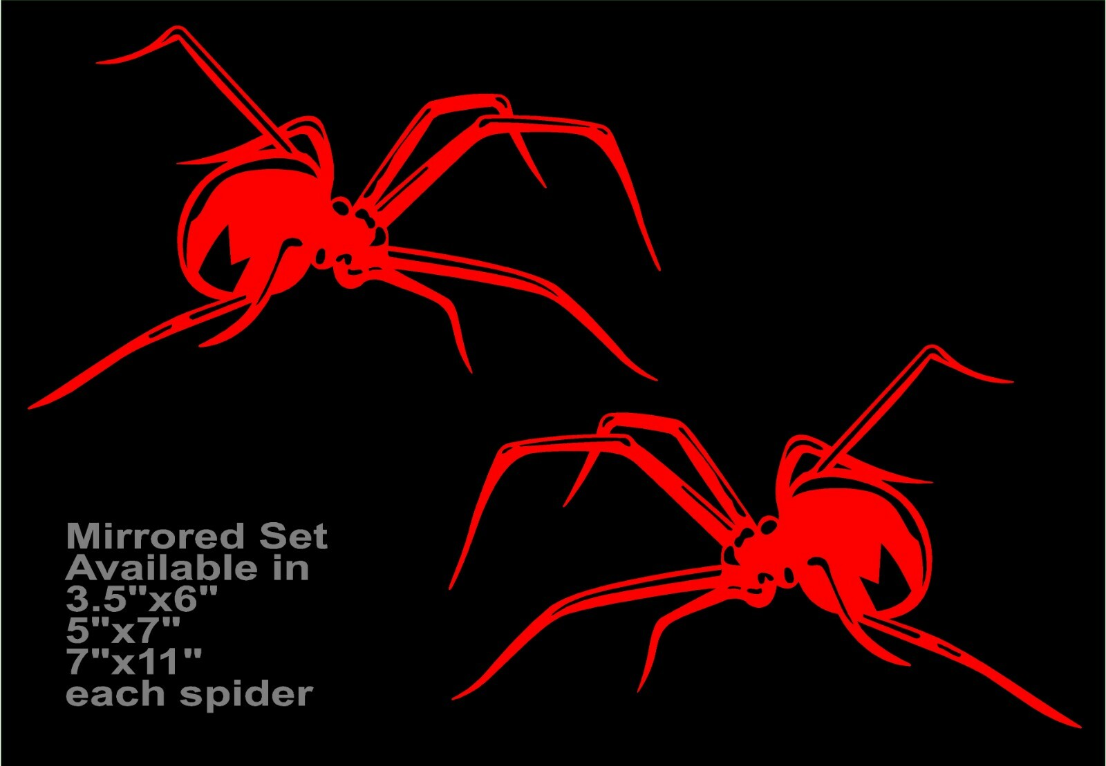 Spider Decal Mirrored Image Set Crawling vinyl car motorcycle decals sticker