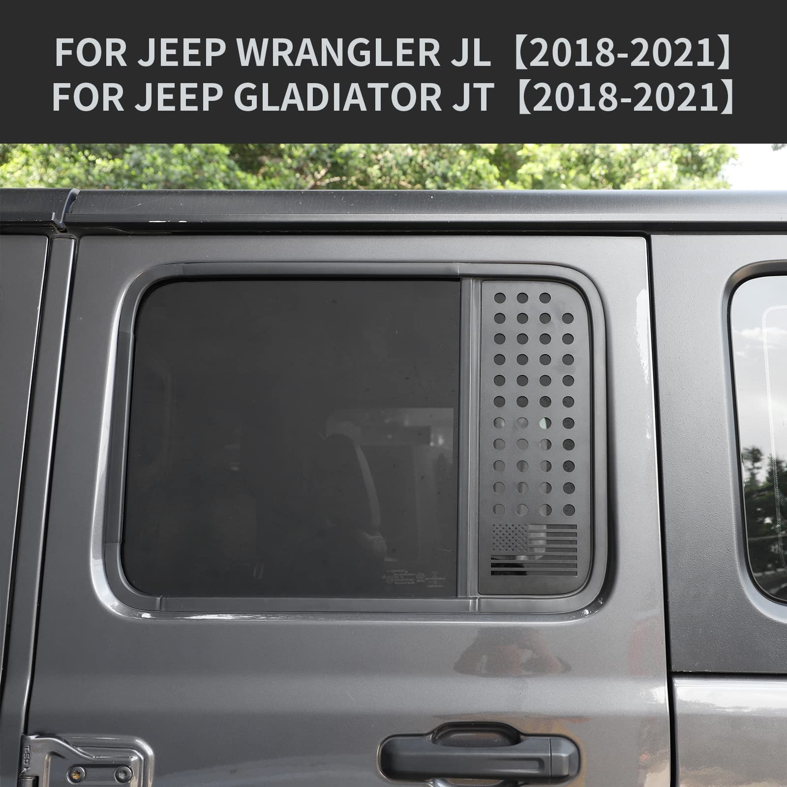 Rear Door Window Decals Aluminum Alloy Glass Panel Cover for 2018-2021 Jeep W…