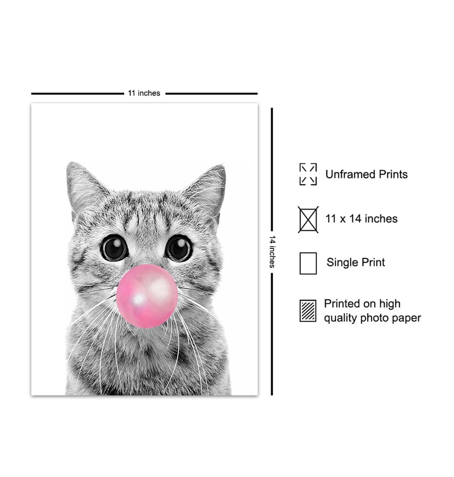 Tabby cat Wall Art 11×14 – Cute Cat Nursery Wall Decor for Girls Bedroom, Kid…