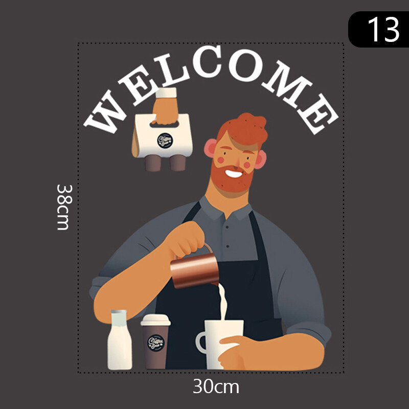 1pcs Coffee Shop Static Window Sticker Business Restaurant Storefront Logo Decor