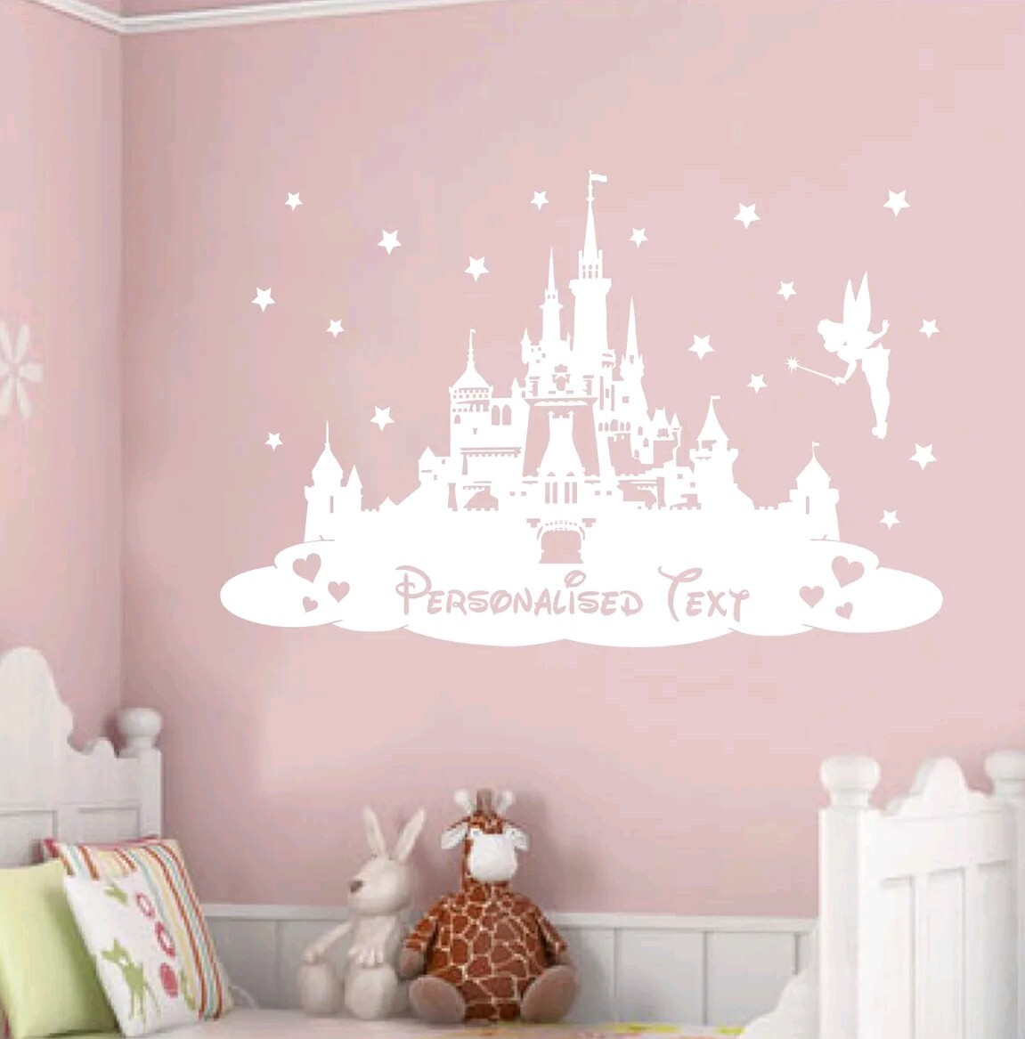 PERSONALISED PRINCESS CASTLE DISNEY WALL STICKER CHILDREN'S BEDROOM FANTASY