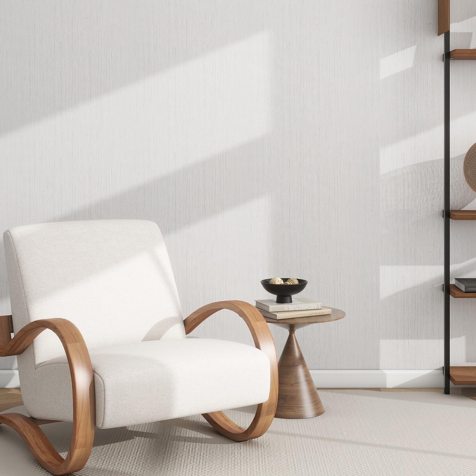Grasscloth Textured Wallpaper White Gray Linen Thick 24" X 394" Fabric Contac…