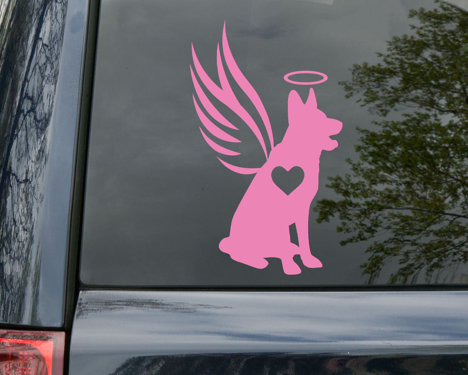 German Shepherd with Wings Halo Heart Vinyl Decal – Dog Puppy GSD – Sticker